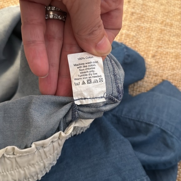 J. Crew Pull Up Elastic Waist Chambray Front Pocket Jean Skirt Cotton Size 8 - Picture 7 of 9